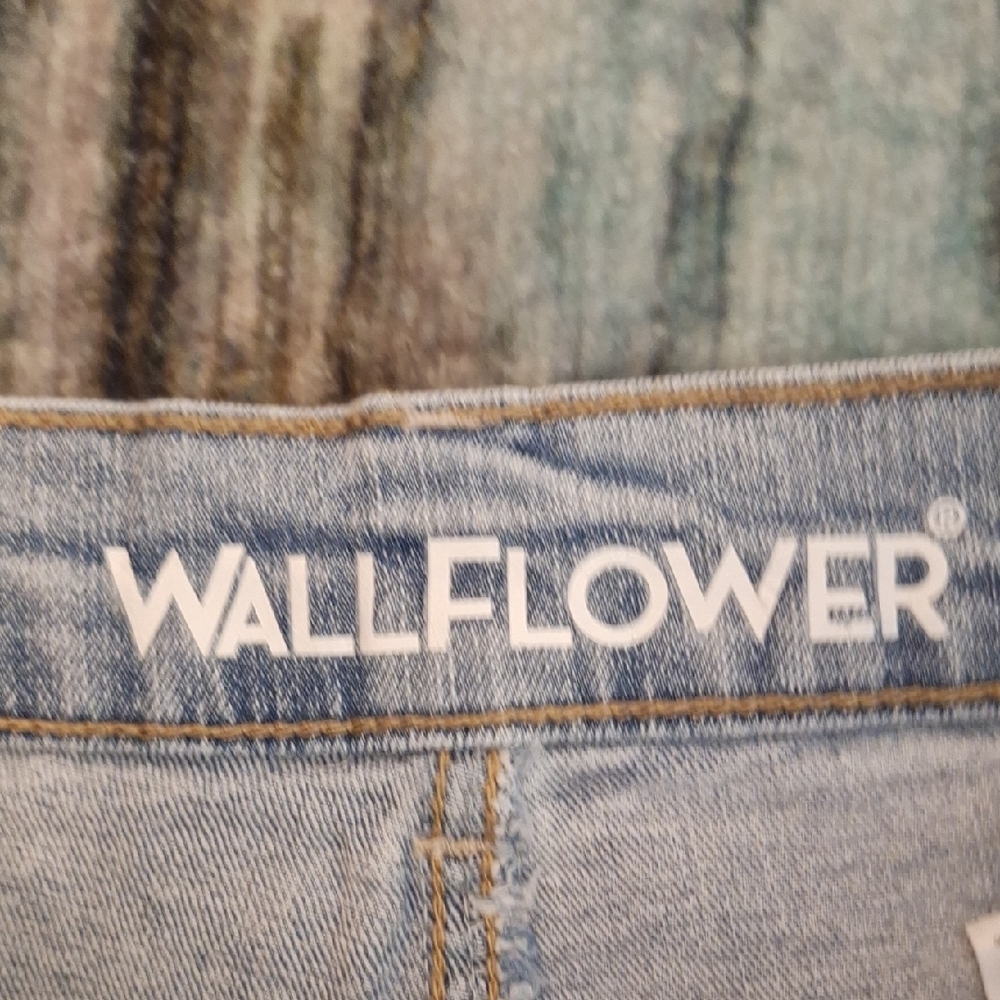 Wallflower Light Blue Distressed Denim Jean Shorts - Picture 3 of 5
